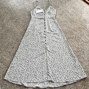 Zara Black and White Floral Print Dress NWT